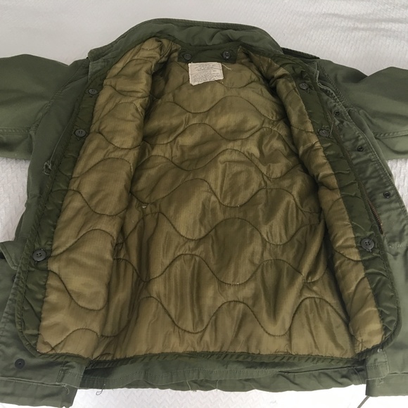 Army green military jacket with liner, Men's Large - Picture 3 of 8